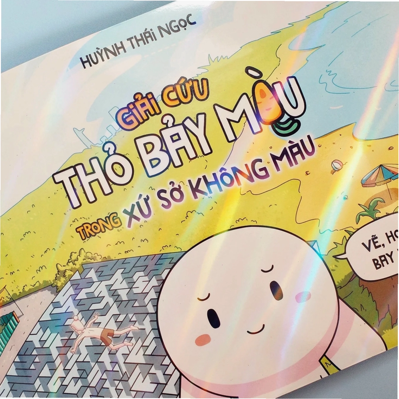Bìa cuốn truyện tranh tương tác Giải Cứu Thỏ Bảy Màu