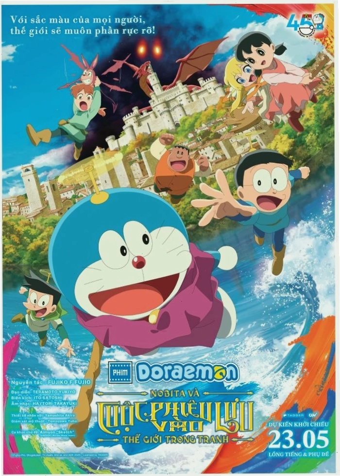 Cảnh phim Doraemon Movie 44: Nobita và nhóm bạn khám phá thế giới tranh