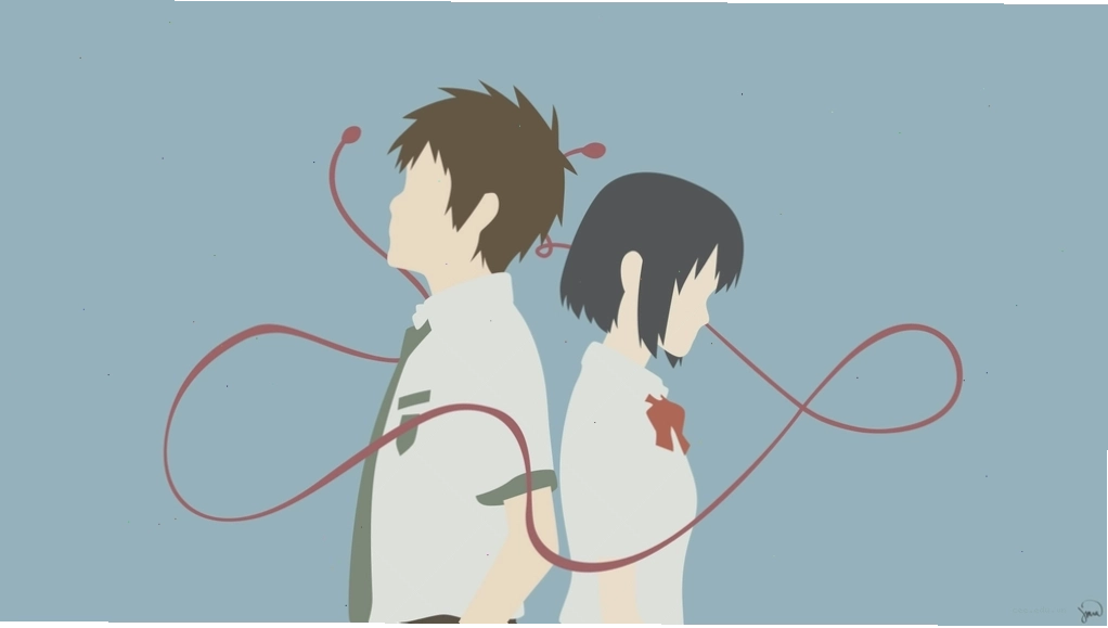 Cảnh phim Your Name với hình ảnh hai nhân vật chính Mitsuha và Taki