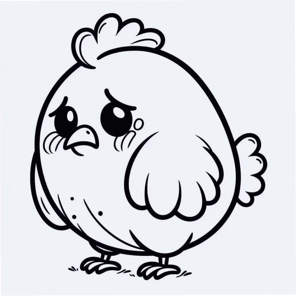 Chú gà hoạt hình với biểu cảm đơn thuần