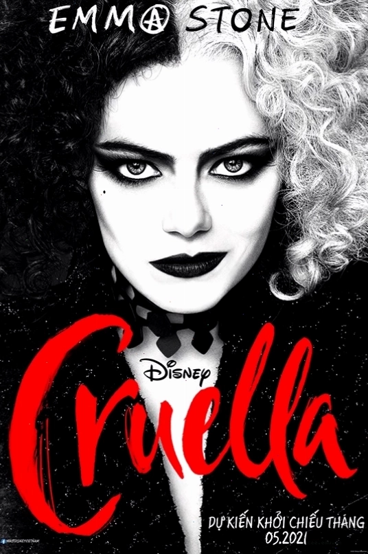 Cruella de Vil với mái tóc hai màu đen trắng đặc trưng
