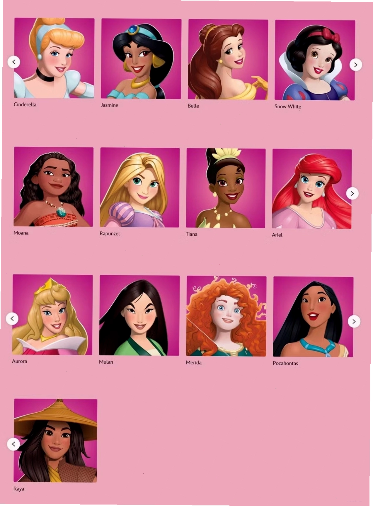 Đa dạng các công chúa Disney