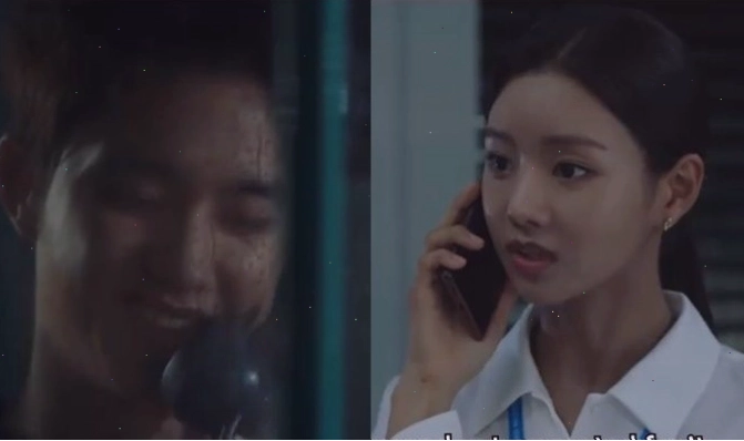 D.O. và Lee Se-hee trong một cảnh phim của Công Tố Viên Lách Luật