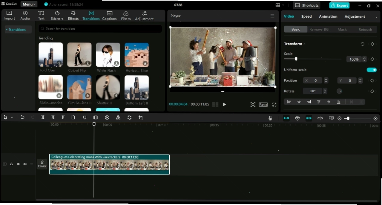 Giao diện CapCut - công cụ xuất sắc để nâng cao video hoạt hình 3D