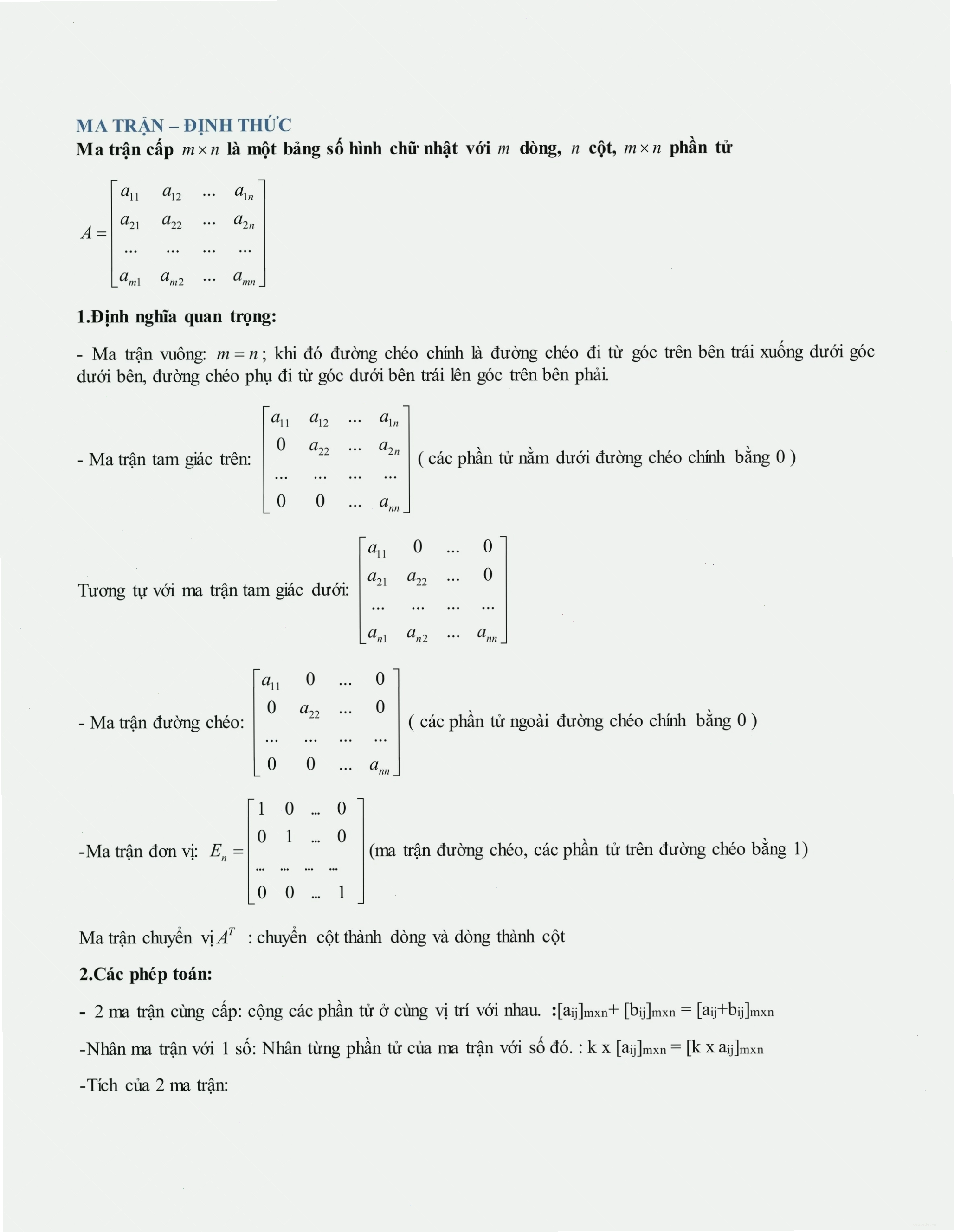 Giao diện công cụ tính toán ma trận trực tuyến