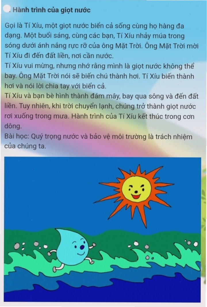 Giọt nước nhỏ Tí Xíu trên đám mây chờ đợi hành trình