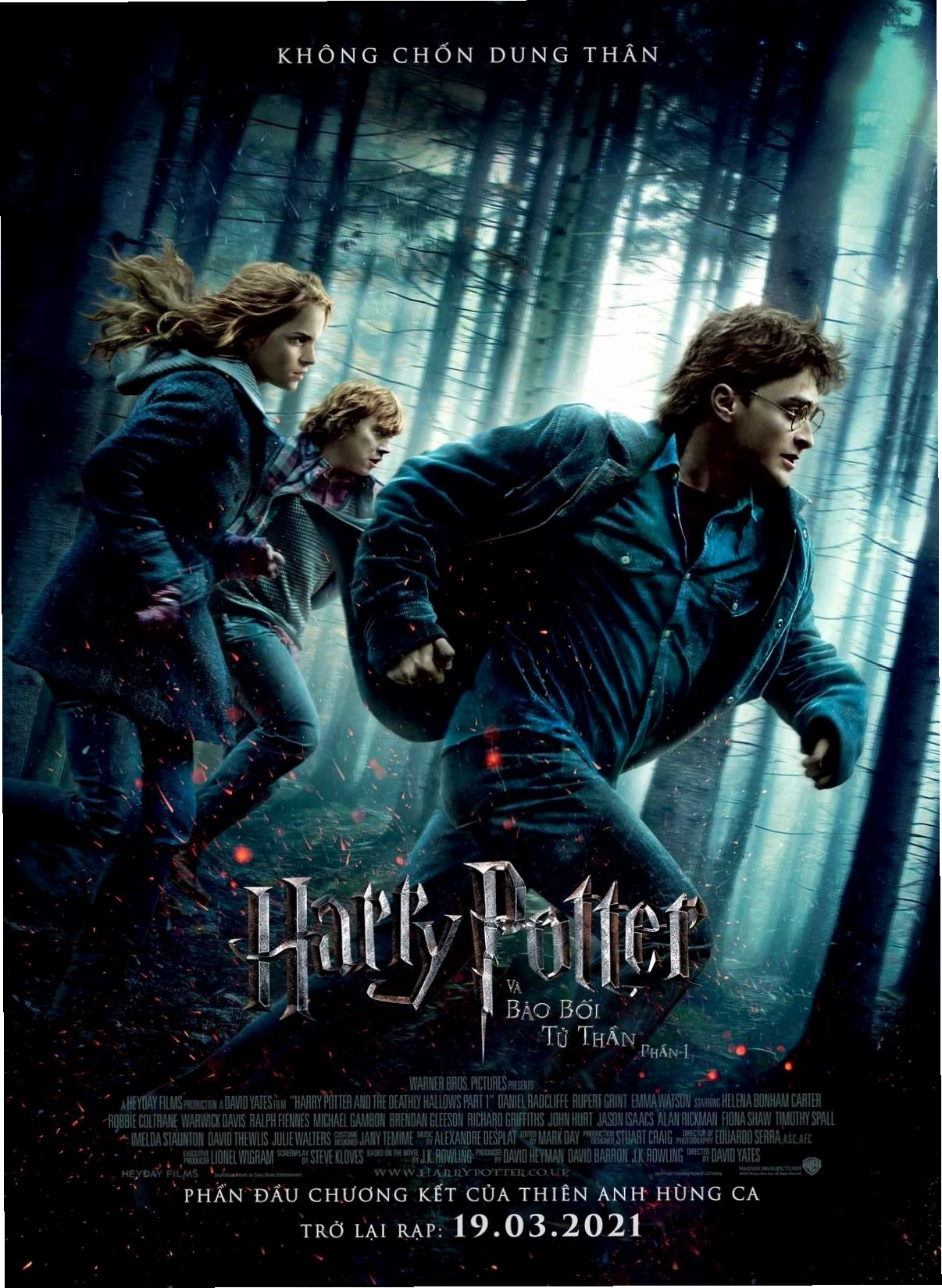 Harry Ron Hermione trong phim harry potter phần 7 part 2
