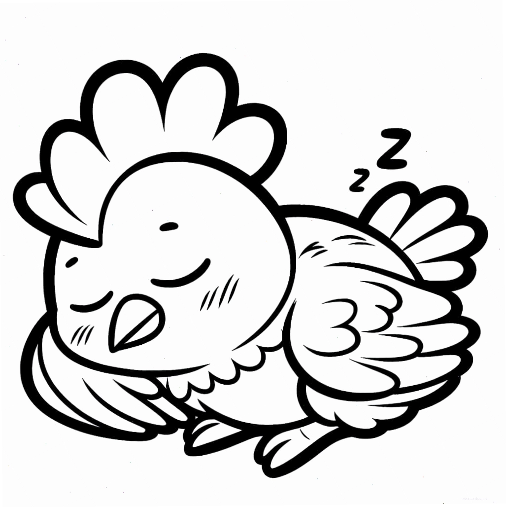 Hình ảnh chú gà hoạt hình đang ngủ say giấc