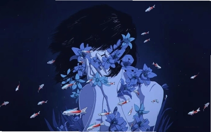 Hình ảnh minh họa bìa phim Perfect Blue với tông màu xanh chủ đạo