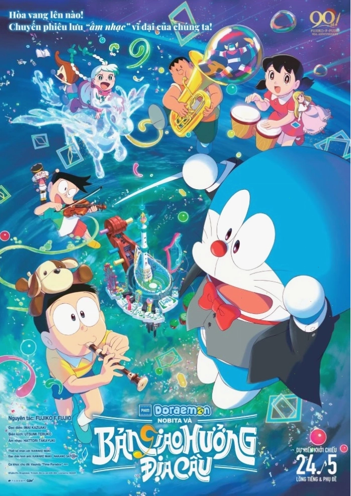 Hình ảnh nhóm bạn Doraemon trong cung điện âm nhạc