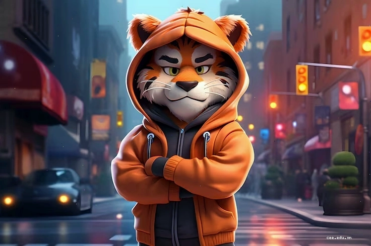 Hổ con 3D trong thành phố