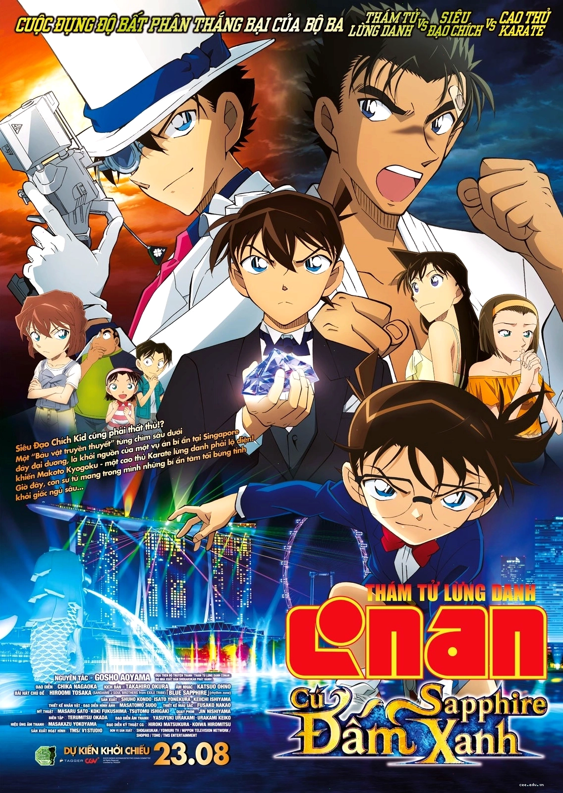 Kaito Kid và Kyogoku Makoto trong phim Thám tử Conan Cú Đấm Sapphire Xanh