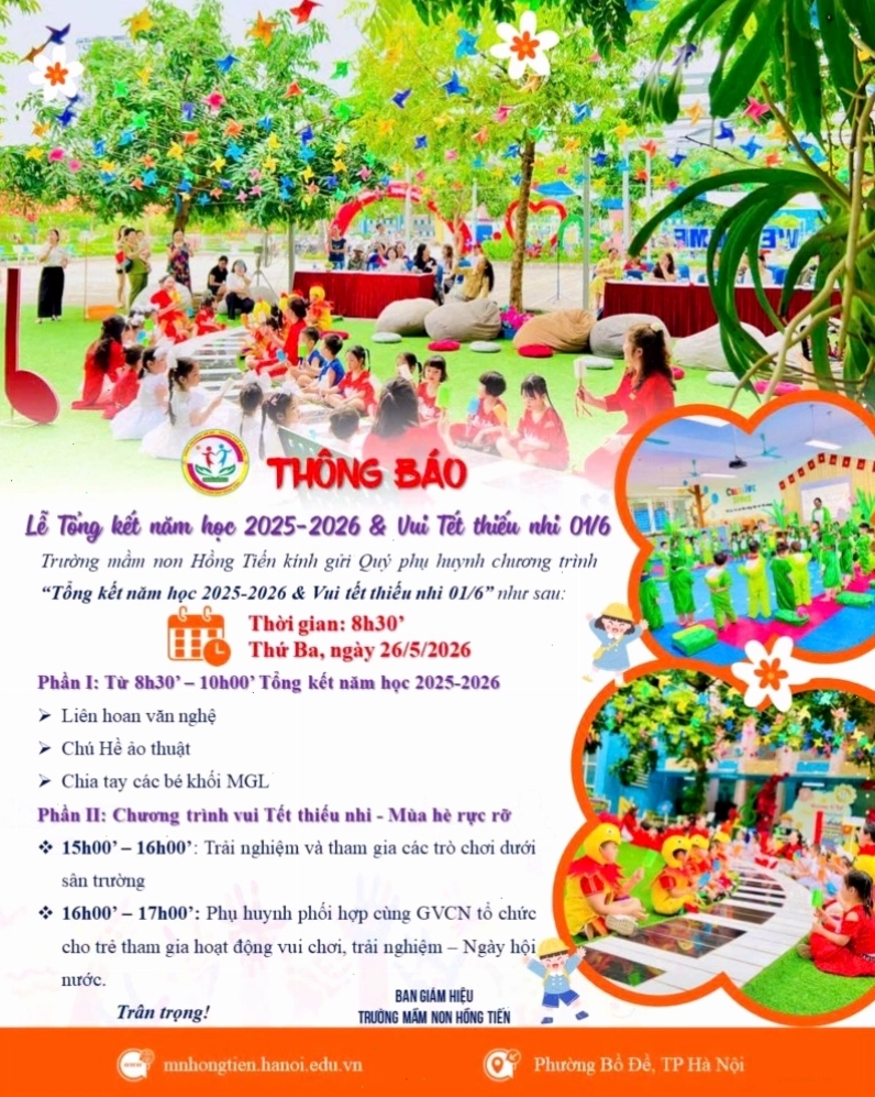 Lễ tổng kết năm học và vui tết thiếu nhi với hình ảnh hoạt hình