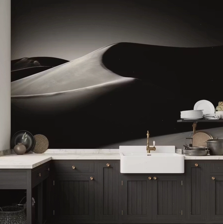 Mẫu dune wallpaper với họa tiết cồn cát và bóng đổ tự nhiên