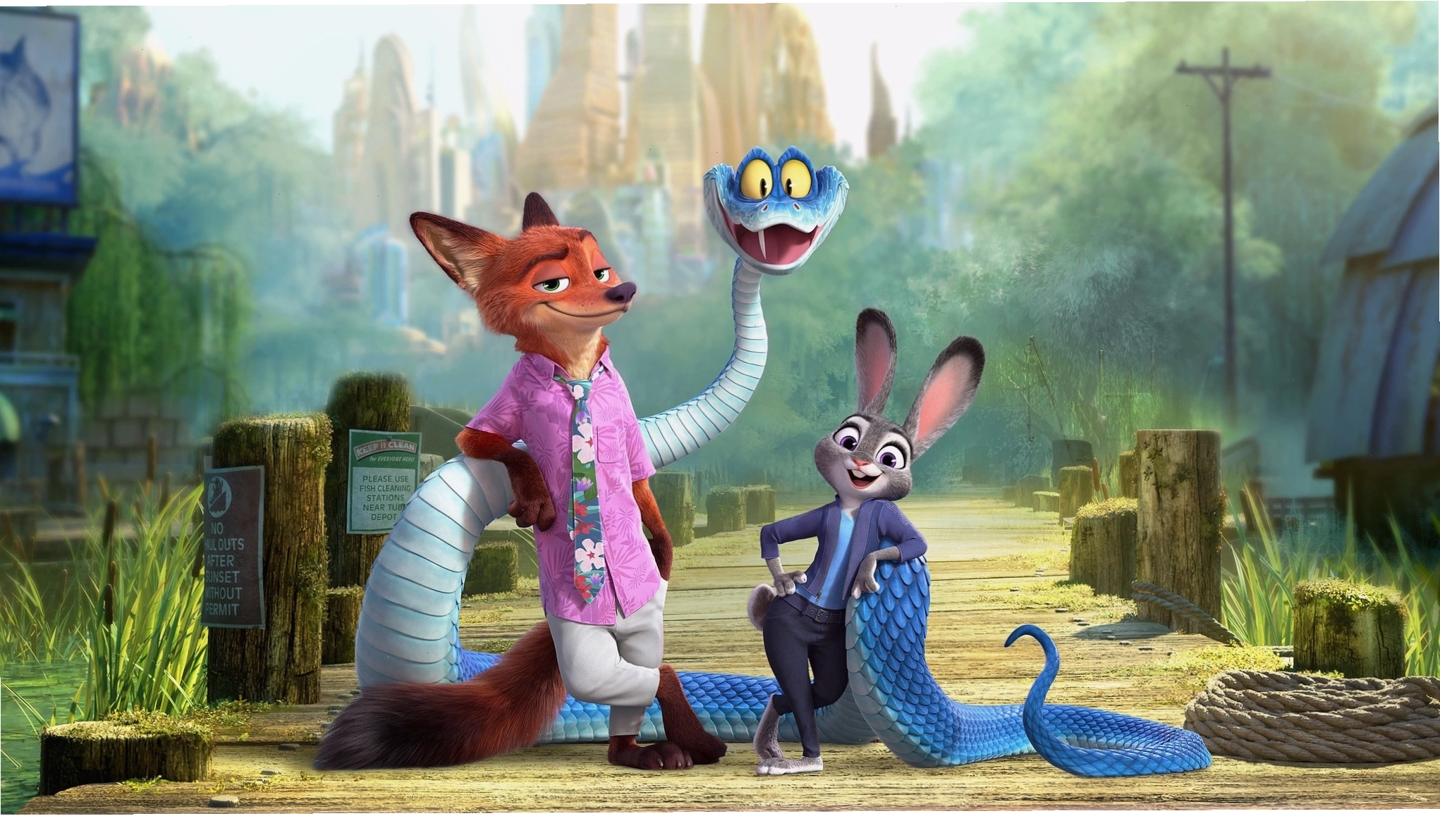 Nhân vật rắn Gary cùng Judy và Nick trong Zootopia 2