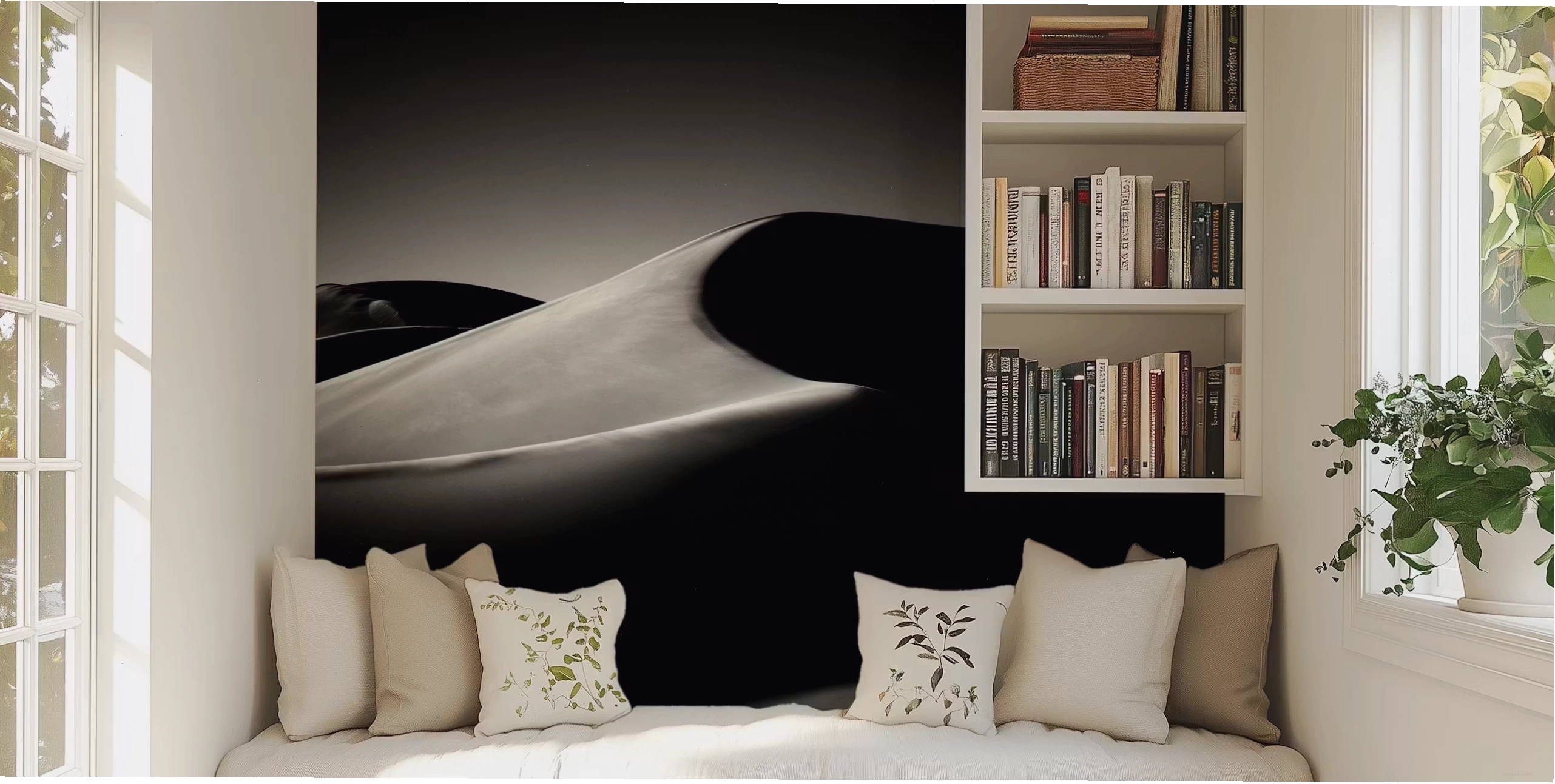 Phòng ăn với dune wallpaper mang lại không khí ấm cúng