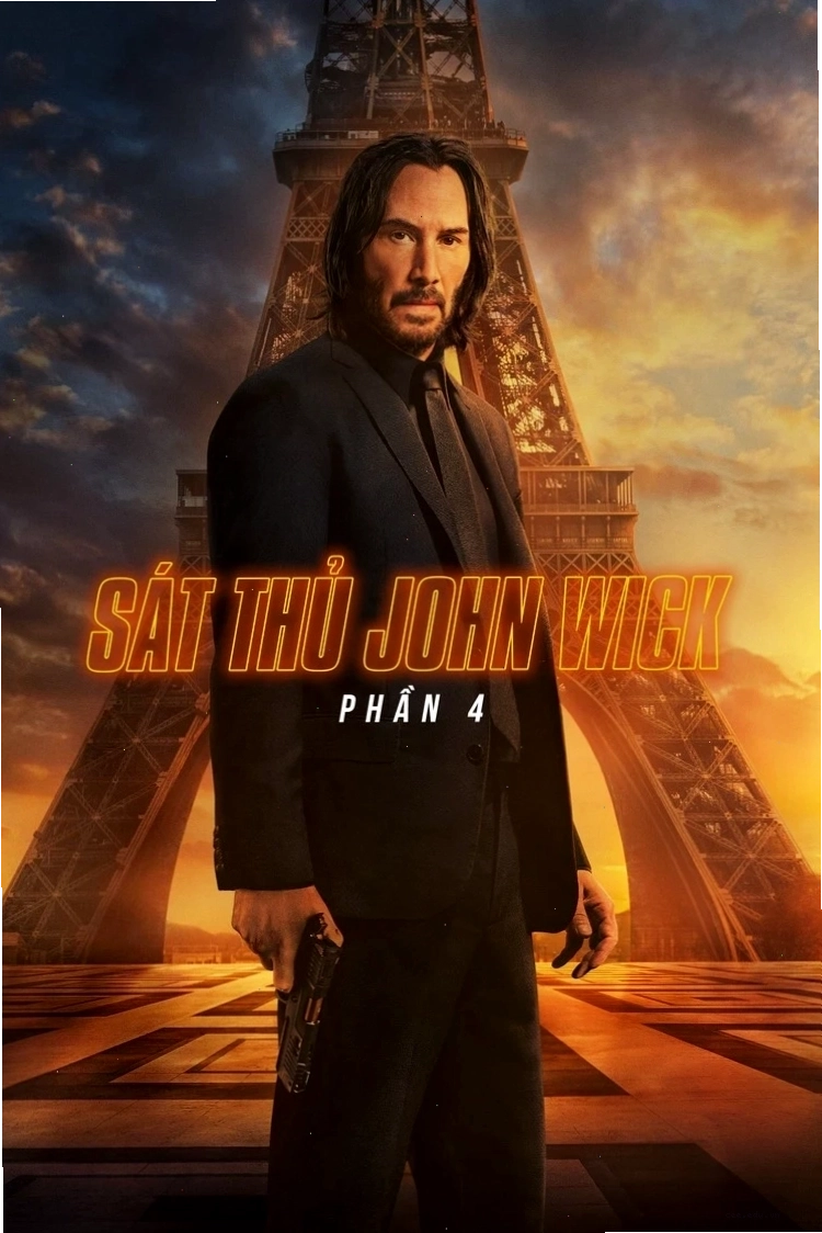 Poster phim Sát thủ John Wick phần 4 với Keanu Reeves trong trang phục hành động
