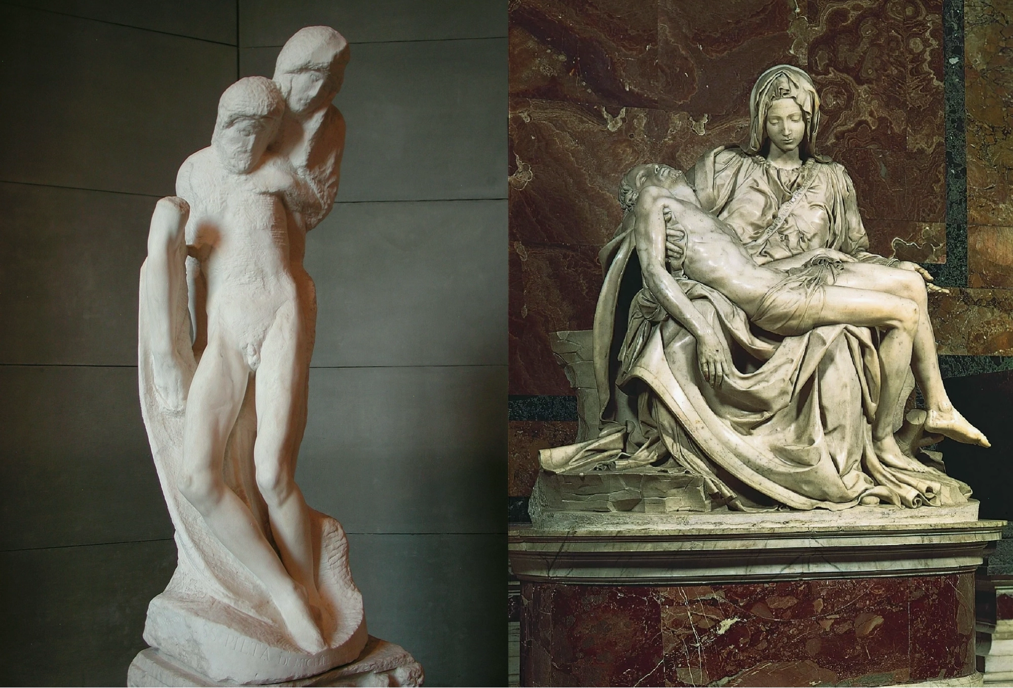So sánh tác phẩm điêu khắc của Michelangelo
