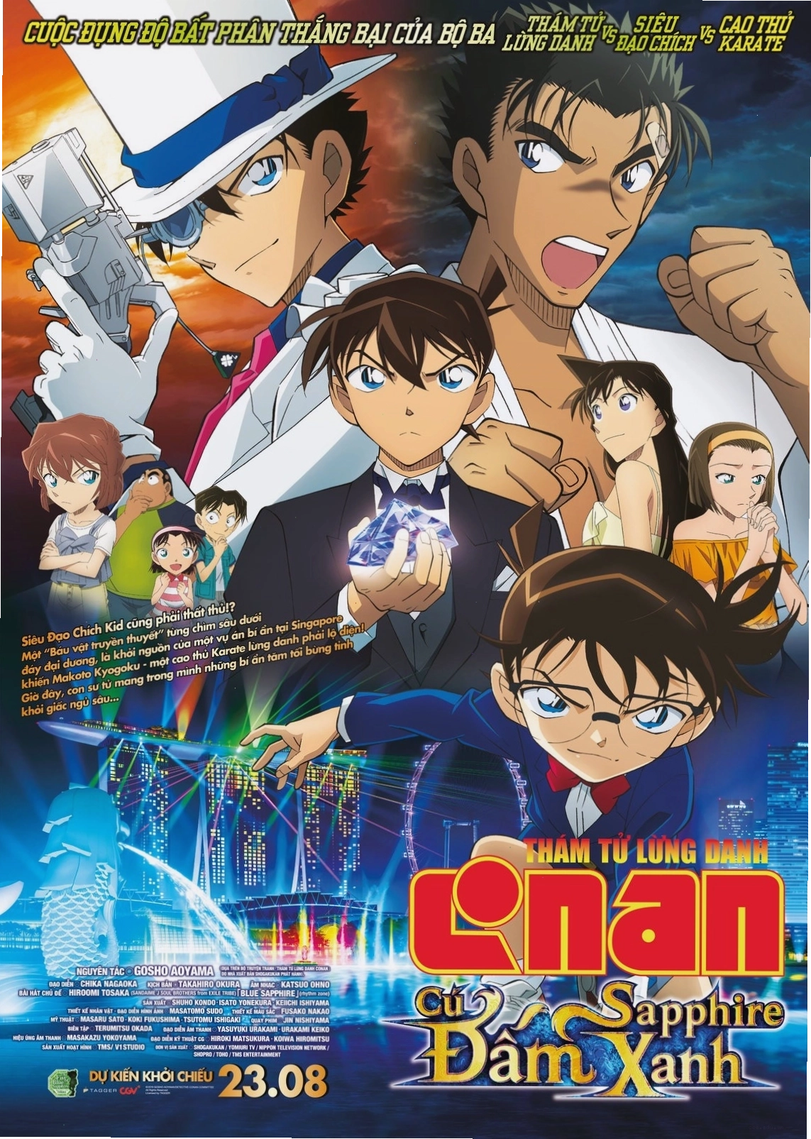 Thám tử Conan và Kaito Kid đối đầu tại Singapore trong Cú Đấm Sapphire Xanh