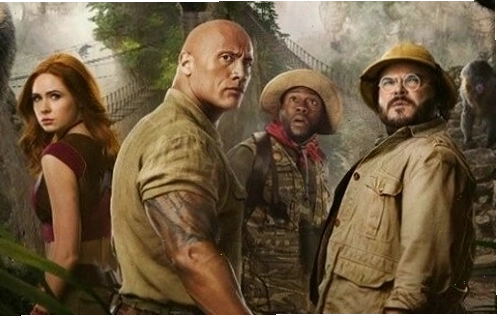 Từ trái sang: Karen Gillan, The Rock, Kevin Hart và Jack Black
